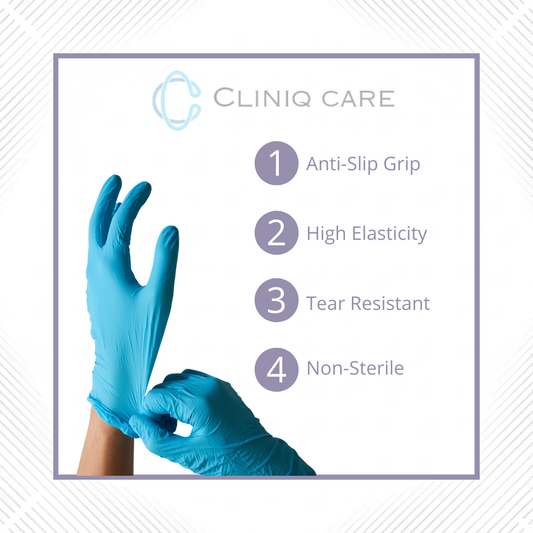 Blue Disposable Nitrile Examination Gloves | Powder Free Medical Grade | CLINIQ CARE