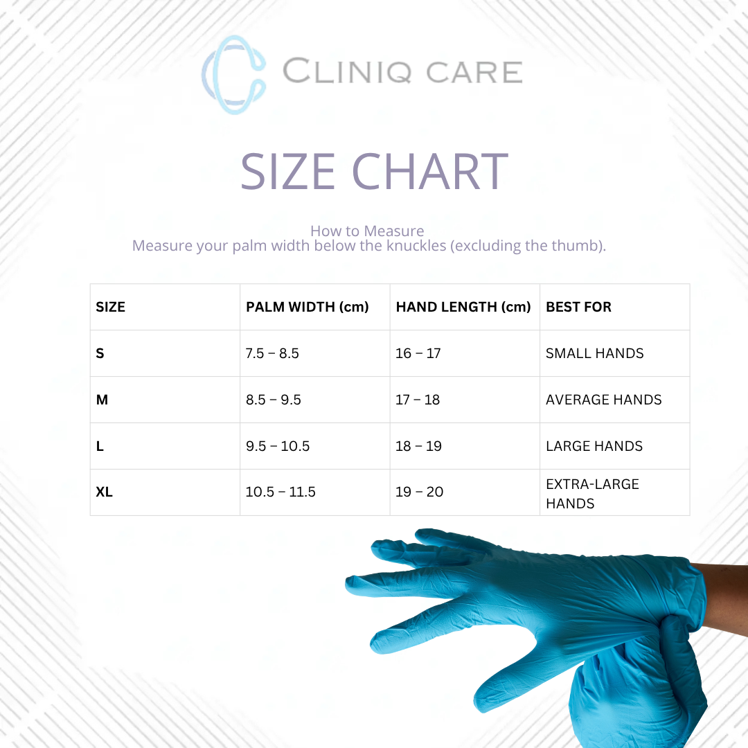 Blue Disposable Nitrile Examination Gloves | Powder Free Medical Grade | CLINIQ CARE