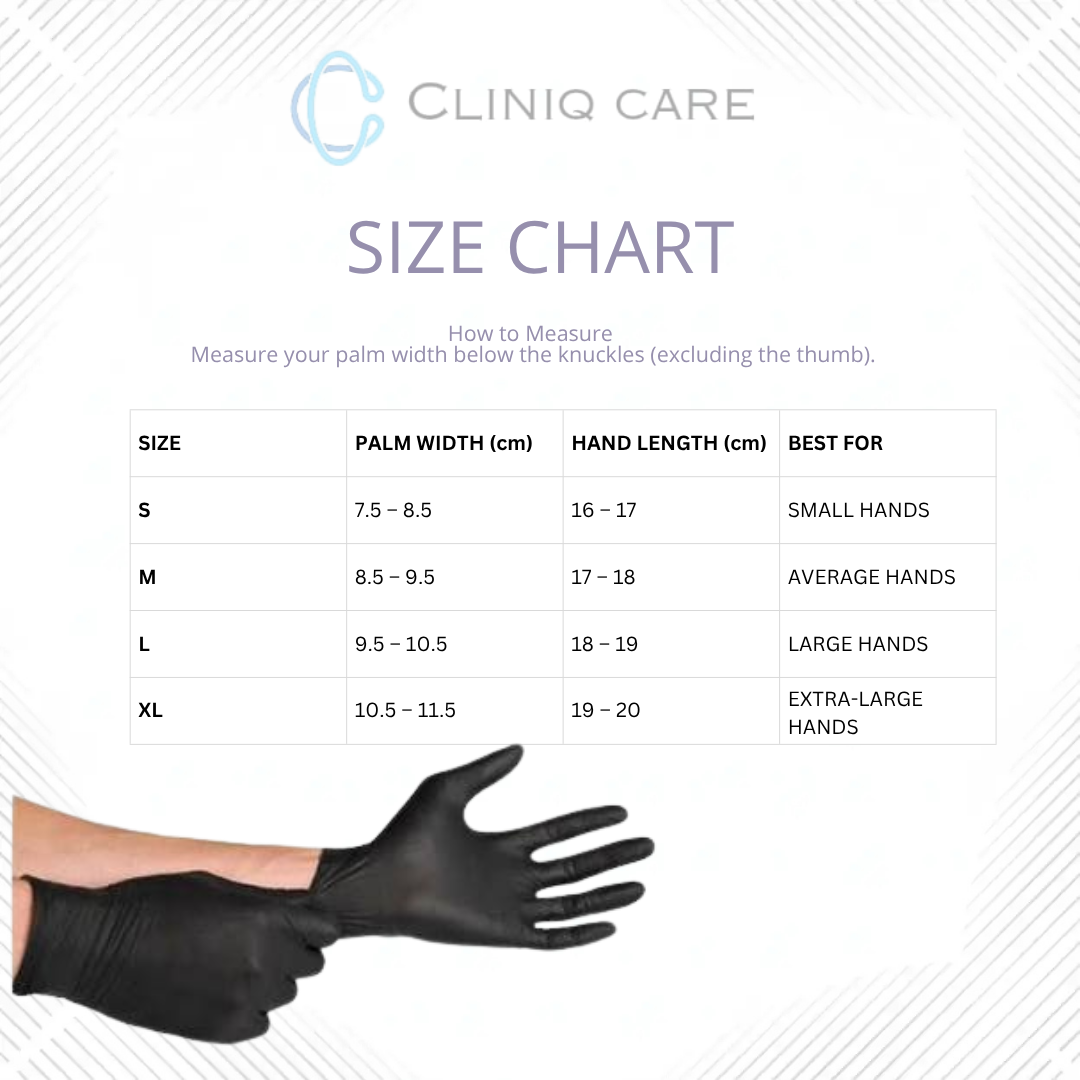 Black Disposable Nitrile Examination Gloves | Powder Free Medical Grade | CLINIQ CARE