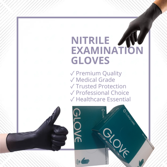 Black Disposable Nitrile Examination Gloves | Powder Free Medical Grade | CLINIQ CARE