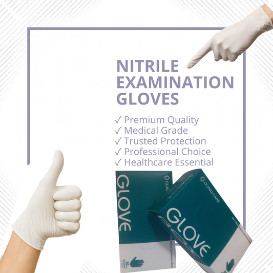 White Disposable Nitrile Examination Gloves - Powder Free - Non Sterile | Medical Grade