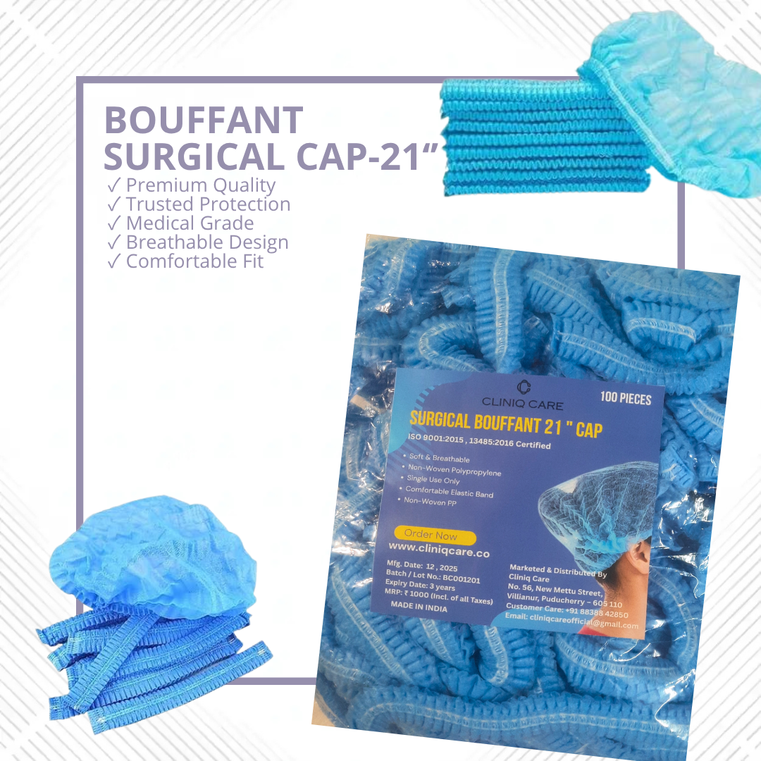 Disposable Bouffant Surgical Cap – Non-Woven Hair Cover | CLINIQ CARE