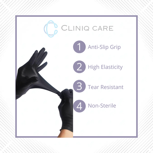 Black Disposable Nitrile Examination Gloves | Powder Free Medical Grade | CLINIQ CARE